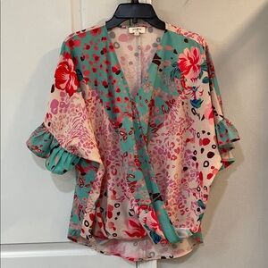 Umgee Multicolor Floral Ruffle Blouse